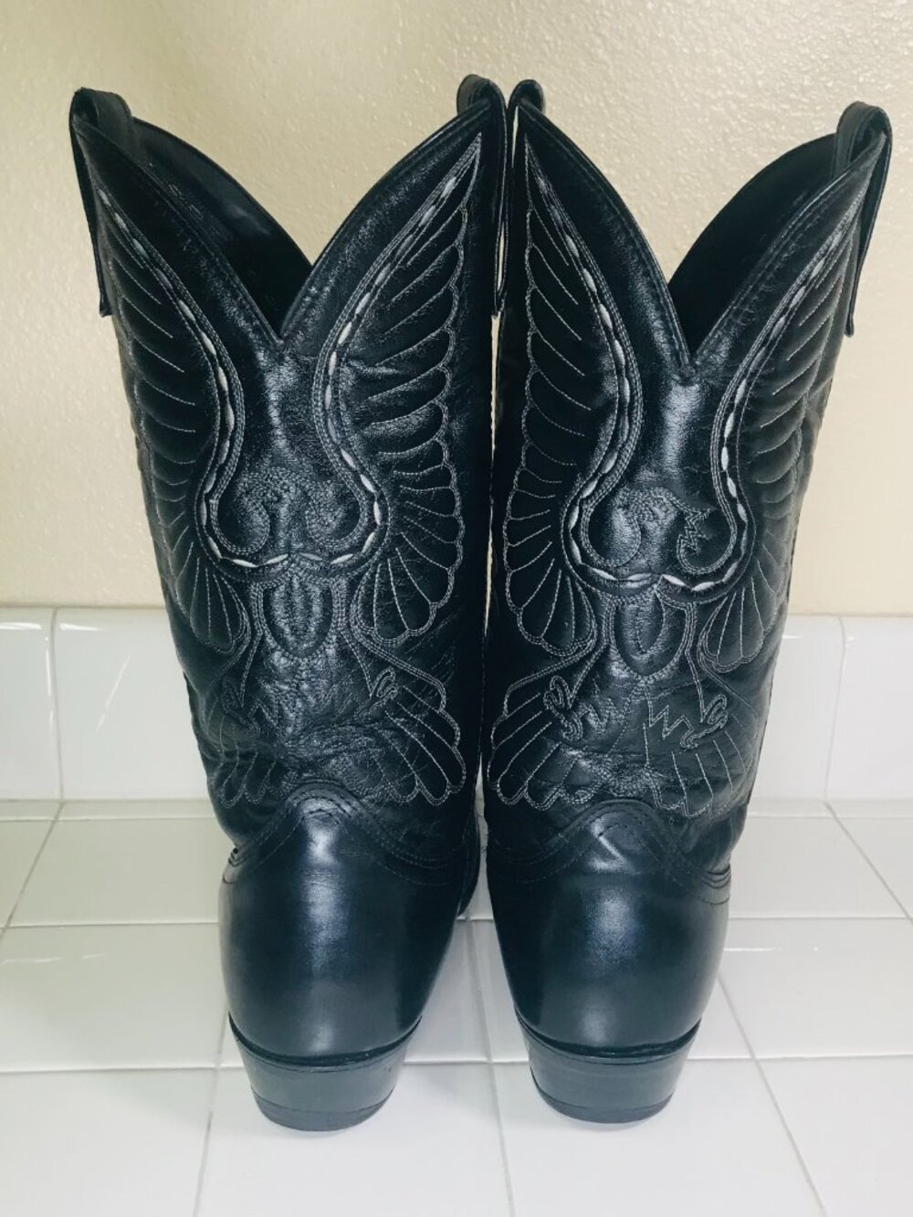 Laredo 6840 Men’s Gainesville Western Cowboy Boots Sz 10 EW Black Leather Eagle - Picture 3 of 16